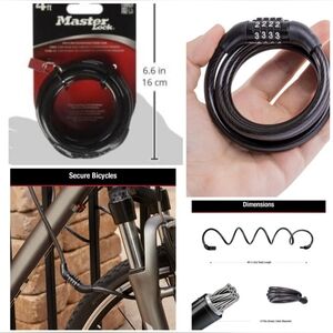 🍎 New Master Lock 8143D 4' Combination Barrel & Cable Padlock Wire Durable